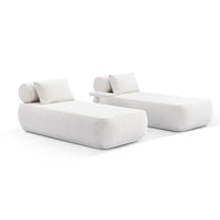 Elliston Outdoor Aluminium Single Sun Lounge Set with Side Table White/Pearl