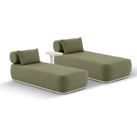 Elliston Outdoor Aluminium Single Sun Lounge Set with Side Table White/La Palma Green