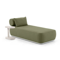 Elliston Outdoor Aluminium Single Sun Lounge with Side Table White/La Palma Green