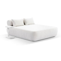 Elliston Outdoor Aluminium Double Sun Lounge Daybed with Side Table White/Pearl