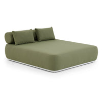 Elliston Outdoor Aluminium Double Sun Lounge Daybed with Side Table White/La Palma Green