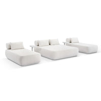 Elliston Outdoor Double and Single Sun Lounge Set with Side Tables Package White/Pearl