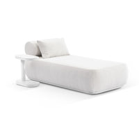 Elliston Outdoor Aluminium Single Sun Lounge with Side Table White/Pearl