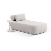 Elliston Outdoor Aluminium Single Sun Lounge with Side Table Light Dune/Sandstone