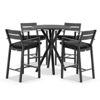 Beachport Outdoor 900 Round Aluminium Bar Table with 4 Kingscliff Bar Stools Charcoal/Denim Grey
