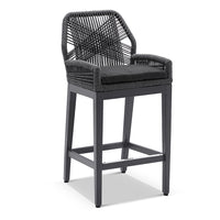 Beachport Outdoor 900 Round Aluminium Bar Table with 4 Lorne Bar Stools Charcoal/Carbon Grey/Denim Grey