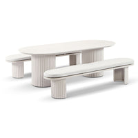 Westall Outdoor 2400 Ceramic Table Top Dining Set with Benches Light Dune/Sandstone