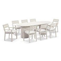 Westall Outdoor 2400 Ceramic and Aluminium Dining Table with 8 Kingscliff Chairs Light Dune/Sandstone