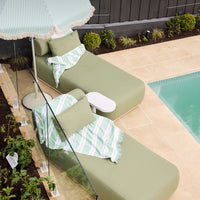Elliston Outdoor Double and Single Sun Lounge Set with Side Tables Package White/La Palma Green