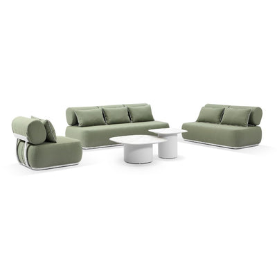 Elliston 3+2+1 Outdoor Aluminium Lounge with Coffee Table Set White/La Palma Green