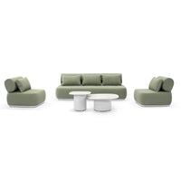 Elliston 3+1+1 Outdoor Aluminium Lounge with Coffee Table Set White/La Palma Green