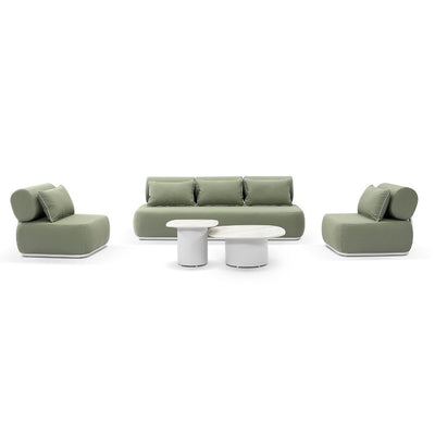 Elliston 3+1+1 Outdoor Aluminium Lounge with Coffee Table Set White/La Palma Green