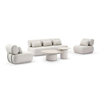 Elliston 3+1+1 Outdoor Aluminium Lounge with Coffee Table Set Light Dune/Sandstone