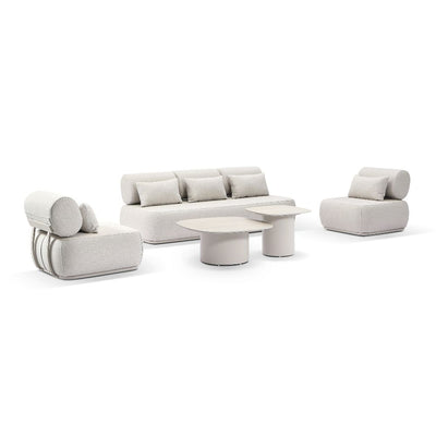 Elliston 3+1+1 Outdoor Aluminium Lounge with Coffee Table Set Light Dune/Sandstone