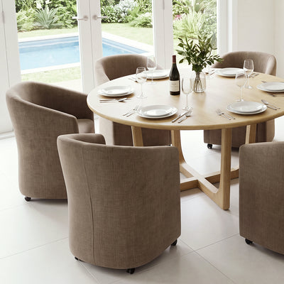 Milan Dining Chair on Wheels Mushroom