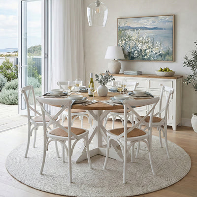 Byron 1500 Dining Package with French Cross Dining Chairs Matte White