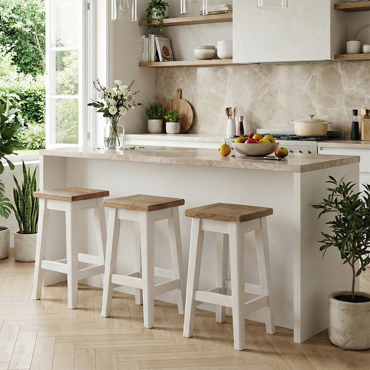 Byron Timber Top Stool With Rustic Tawny Stain | 1825 Interiors