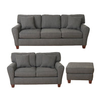 Dynasty 3 & 2 Seater Sofas + Ottoman Package Charcoal