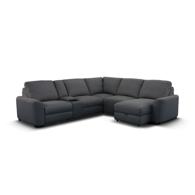 Retreat 5 Seater Sectional Sofa with Electric Slider, RHF Chaise & Console Dark Grey