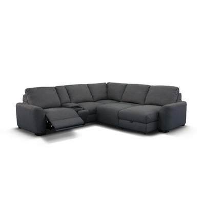 Retreat 5 Seater Sectional Sofa with Electric Slider, RHF Chaise & Console Dark Grey