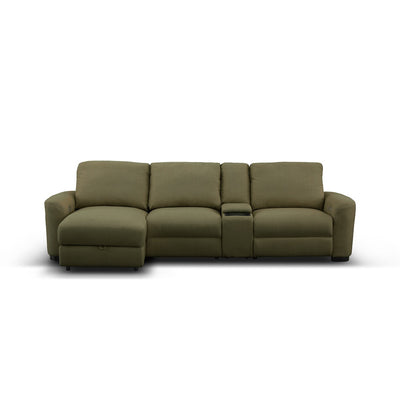 Retreat 3 Seater Electric Recliner with LHF Chaise & Console Moss Green