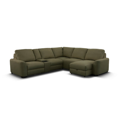 Retreat 5 Seater Sectional Sofa with Electric Slider, RHF Chaise & Console Moss Green