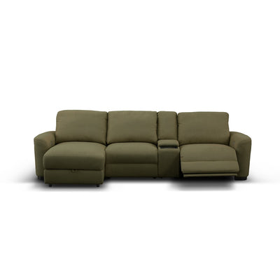 Retreat 3 Seater Electric Recliner with LHF Chaise & Console Moss Green