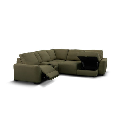Retreat 5 Seater Sectional Sofa with Electric Slider, RHF Chaise & Console Moss Green