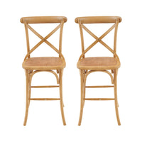 Set of 2 - French Cross Breakfast Stool Natural
