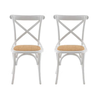 Set of 2 - French Cross Dining Chair White