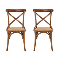 Set of 2 - French Cross Dining Chair with Oak Stain