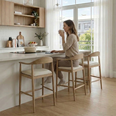 Lux Breakfast Stool with Off-White Seat Cushion