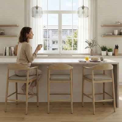 Lux Breakfast Stool with Taupe Seat Cushion