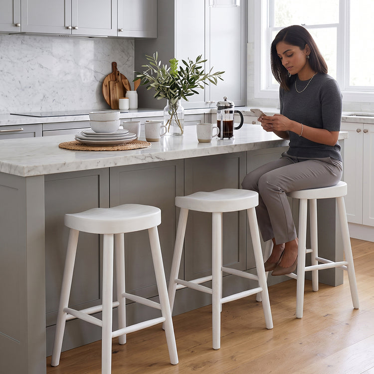 New Cuba White Timber Breakfast Stool | 1825 Interiors