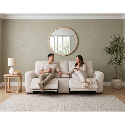 Retreat 2 Seater Electric Recliner with Console Coconut