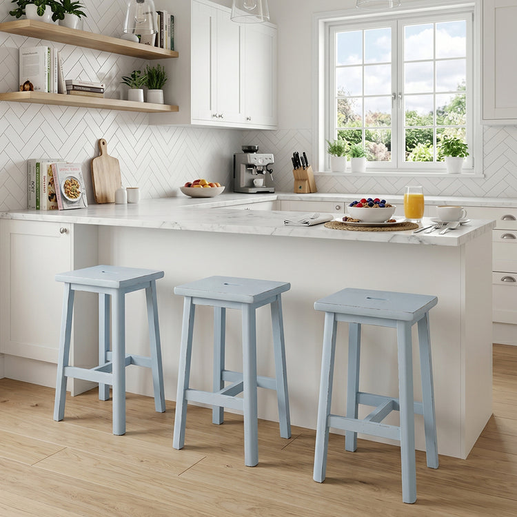 Sallys Duckegg Blue Square Stool | 1825 Interiors