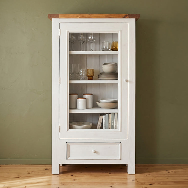 Tuscan Display Cabinet With Glass Door And Shelves