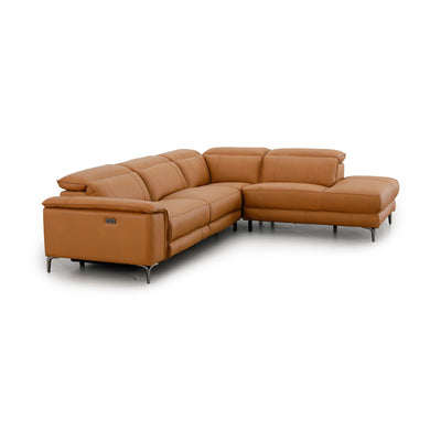 Atlas 4 Seater Corner Leather Sofa with RHF Chaise Tan