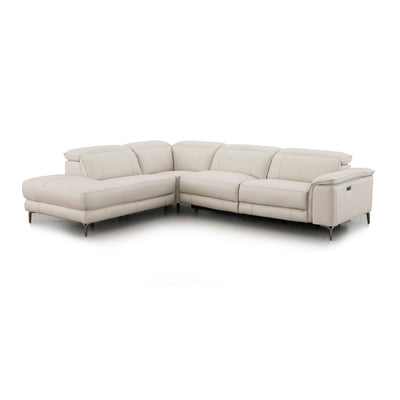 Atlas 4 Seater Corner Leather Sofa with LHF Chaise Alabaster