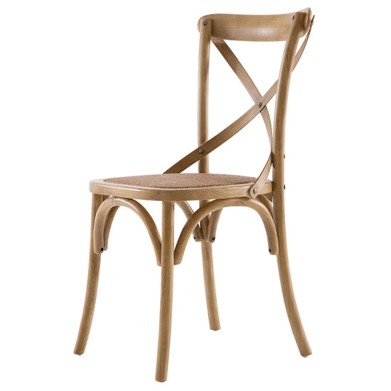 French Cross Bentwood Dining Chair with Natural Stain