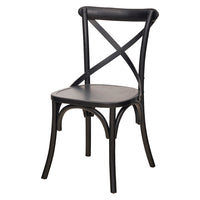 French Cross Dining Chair with Timber Seat Black