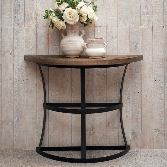 Newcastle Half Round Wooden Console Table | Reclaimed Pine