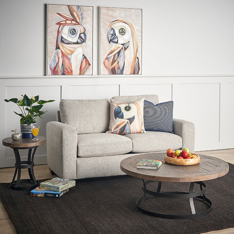 Newcastle Wooden Coffee Table Antique Black Metal, Driftwood